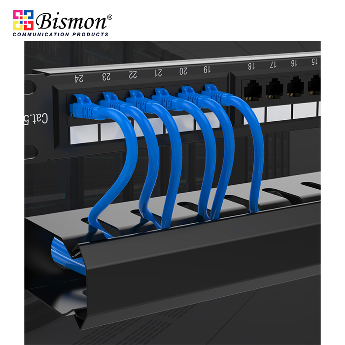 Cable Management Panel with Cover-Black color (แผงจัดสายหน้าตู้ rack)